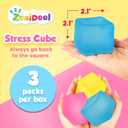 Fidget Toys Stress Cube 3 Pack: High Density Gel Filled Sensory Toys, 2.1" Cube, Anxiety Relief Squishy Fidget Toys, Stress Balls for Adults Kids Children Teens, Fidgets for Classroom