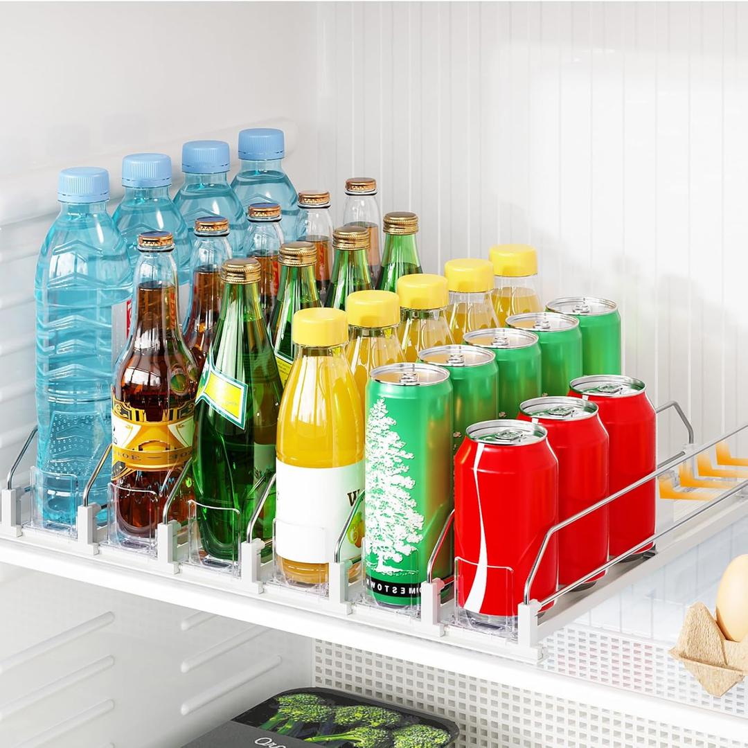 Automatic Drink Organizer for Fridge, 12-20oz Drink Dispenser for Fridge, Soda Can Organizer for Refrigerator Holds up to 30 Cans