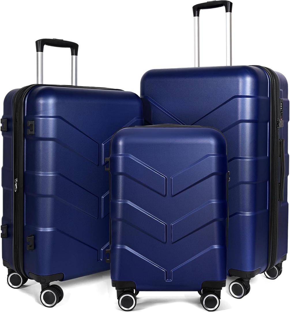 Luggage Sets 3 Piece with Spinner Wheel, Hardside Suitcase Set with TSA Lock, Expandable Travel Luggage for Men and Women, Blue (20in24in28in)