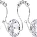 Shower Window Curtain Double Hooks, Stainless Steel Rustproof Crystal Rhinestones Gem Hooks Pack of 1 (Rhinestone White)