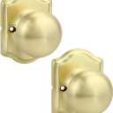 goldenwarm 2 Pieces Brushed Gold Dummy Door Knobs, Single Side Door Handles, No-Turning Push/Pull Door Knob Gold for Closet, French Double Doors and Pantry (1 Pack)