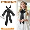 Women Elegant Black Neck Tie, Versatile Satin Wide Folding Bowties, Self-Tie Accessory Black Neck Scarf for Dress Uniforms Cosplay Halloween Accessory (Black, S)