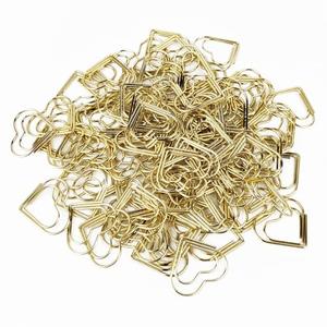 50 Pcs Cute Paper Clips Suitable for Children Ladies Wedding Decoration Document Notes Organization Office Supplies Heart Paper Clips (Gold)