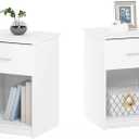 Furinno TIDUR Night Stand Set of 2, Modern Nightstand, White, Set of 2, Bar Handle