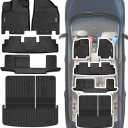 SHINJEW Floor Mat & Trunk mat Compatible with 2022-2024 2025 Nissan Pathfinder 8 Passenger/Infiniti QX60 7 Passenger,All Weather TPE Car Floor Liners Fit for Nissan Pathfinder Accessories,3 Rows