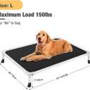 Veehoo Chew Proof Elevated Dog Bed - Cooling Raised Pet Cot - Silver Aluminum Frame and Durable Textilene Mesh Fabric, Unique Designed No-Slip Feet for Indoor or Outdoor Use, Black, 42"x 31"