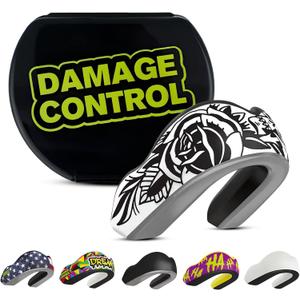 DAMAGE CONTROL Extreme Impact Mouth Guard Sports Mouthguard for Boxing, MMA, BJJ, Hockey, Rugby, Lacrosse, & More Mouthpiece for Teeth & Jaw Protection, for Youth & Adults (Adult, Blackarts)
