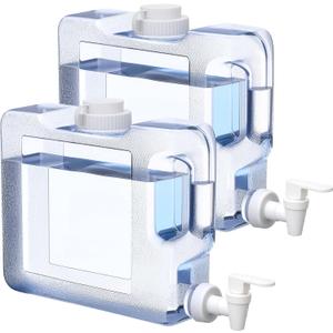 Funnymoom 2 Pack 0. 8 Gallon Fridge Water Dispensers Bottle with Leak-Proof Spigot and Convenient Handle Plastic Cold Juice Beverage Dispenser Jug for Party Refrigerator Drink Juice Iced Tea