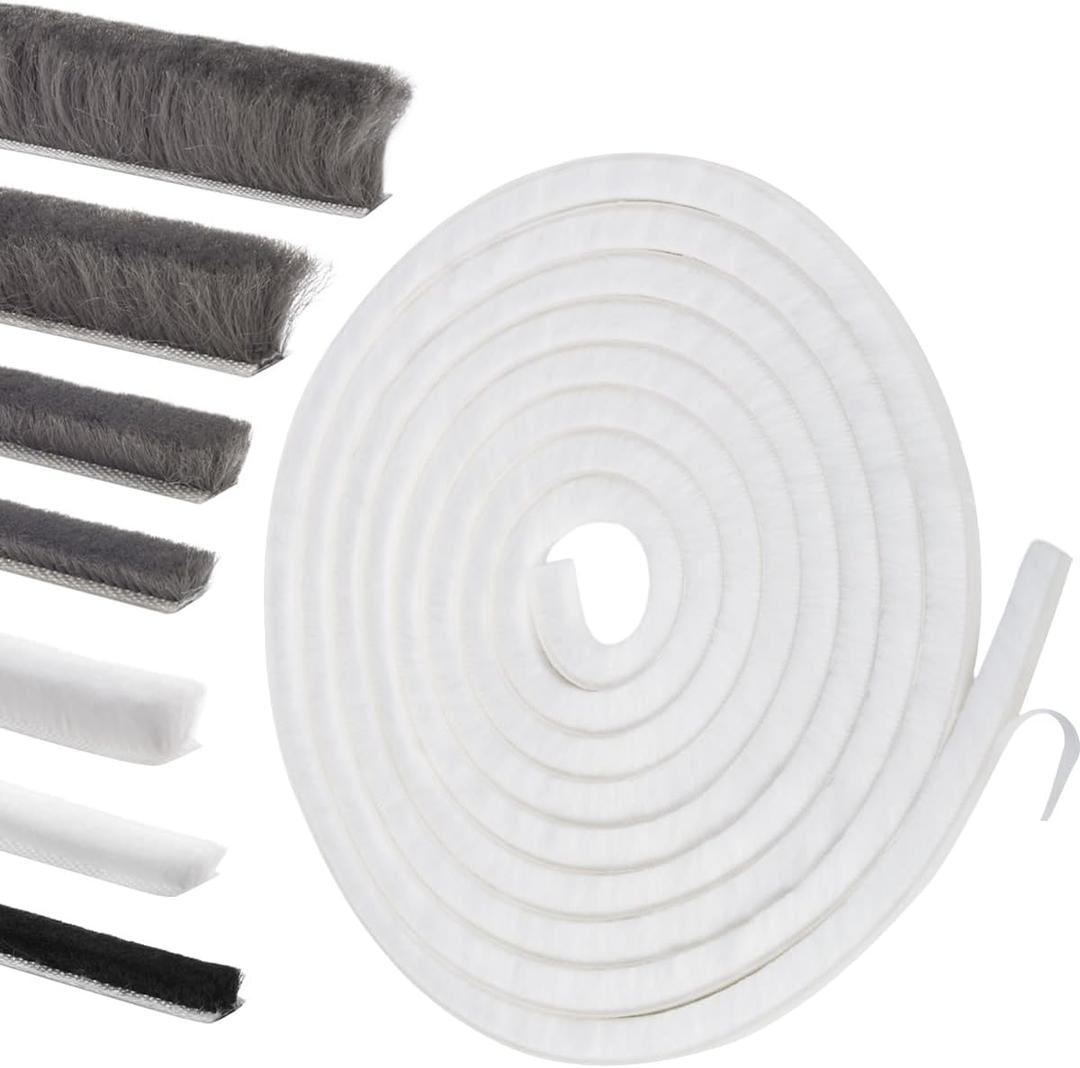 YOCCEK Self-Adhesive Weather Stripping Seal for Doors & Windows – Soundproof Insulation Gap Filler for Sliding, Exterior, Front, and Jamb Frames – 0.6" x 0.35" x 33 ft, White