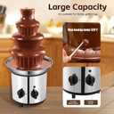 Chocolate Fountain Machine Electric Stainless Steel Fondue Fountain, 4-Tier, 4-Pound Capacity for Chocolate, Candy, Butter & Cheese, Heated Bowl & Dual Controls