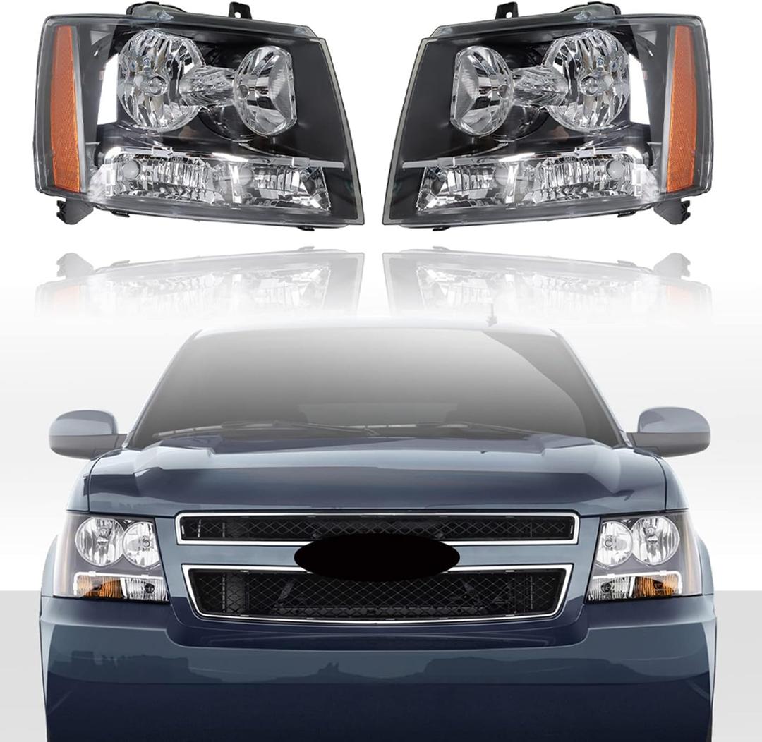 LABLT Headlights Front Head Lamps Replacement for 2007-2014 Avalanche Suburban Tahoe Headlight Assembly Pair Driver and Passenger Side
