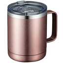 MEWAY 12oz Coffee Mug With Handle and Sliding Lid,Stainless Steel Travel Tumbler Cup with Handle,Double Wall Vacuum Insulated Camping Cup for Hot & Cold Drinks Tea (Rose Gold,Set of 1