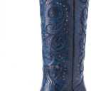 Knee High Womens Cowboy Boots Embroidered Pointed Toe Cowgirl Boots with Side Zipper Retro Western Chunky Heel Tall Boots, Size 7