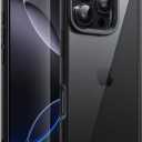 JETech Case for iPhone 16 Pro 6.3-Inch, Shockproof Phone Bumper Cover, Solid Color Matte TPU Frame, Anti-Scratch Clear Back (Black)