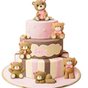 6 Pcs 3D Bear Cake Toppers Bear Cake Decorations Baby Shower Party Favors Home Ornaments for Baby Shower Birthday Party Cake Supplies Boys Girl Gifts(Pink)