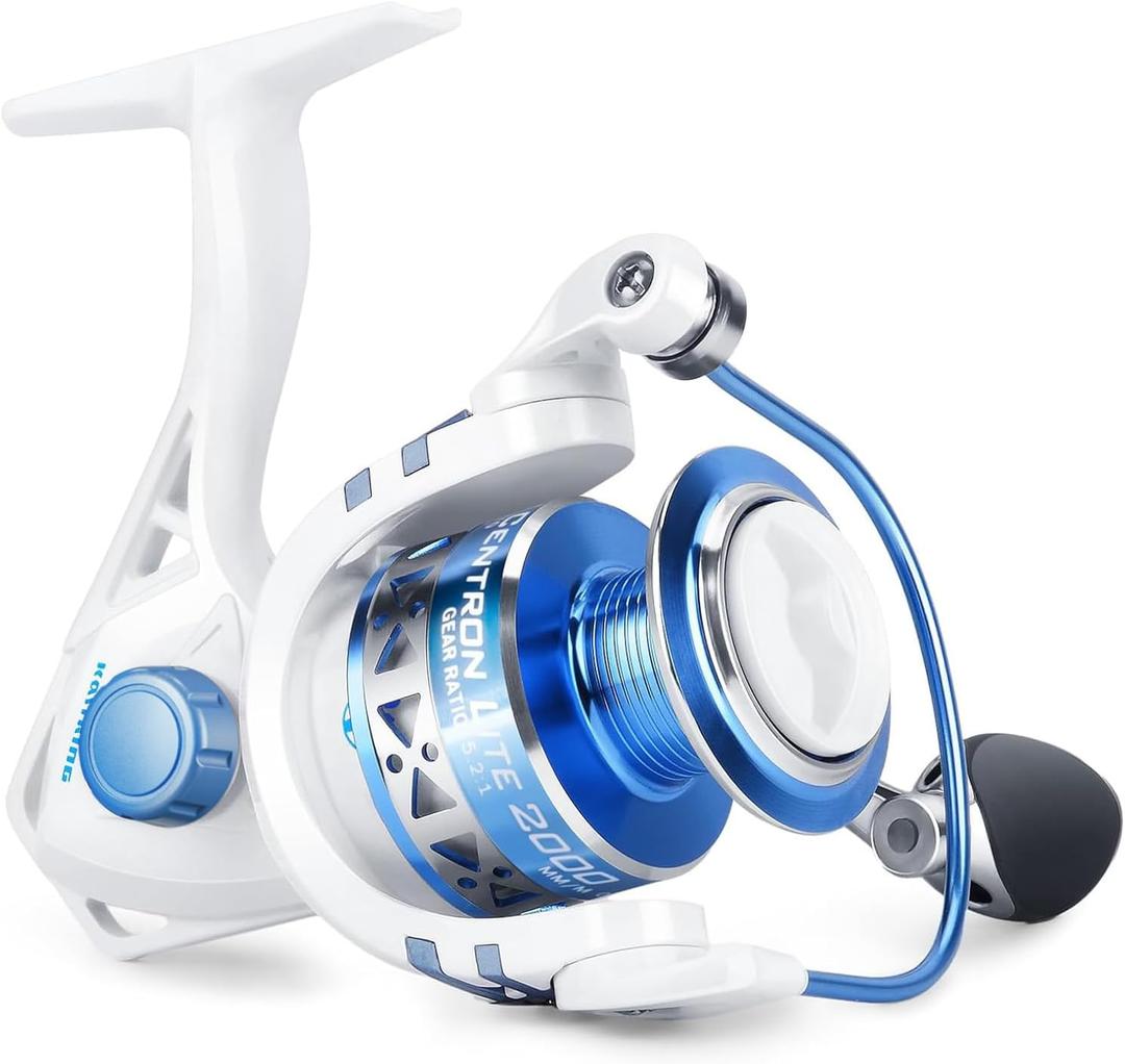 KastKing Centron & Centron Lite Spinning Reels, Size 500 is Perfect for Ice Fishing, Up to 17.5 Max Drag, 5.2:1 Gear Ratio, Ultra Smooth Powerful, CNC Aluminum Spool, 9+1 BB Light Weight, Size 2000