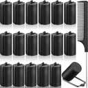 Syhood 18 Pcs Satin Rollers for Black Hair Foam Sponge Rollers Black Satin Wrapped Hair Curlers for Hairdressing Styling(1.42 Inch)