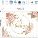 Riyidecor Girl Boho Oh Baby Baptism Baby Shower Decorations Backdrop 7Wx5H Feet Polyester Fabric Pink Bohemian Pampas Grass Blush Newborn Party Floral Gold Banner Festival Studio Photo Shoot