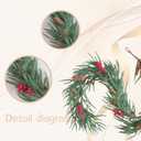 vivimemo 6 FT Green Garland Soft Green Pine Needle Red Berry Pinecone Garland Porch Table Window Fireplace Decoration Winter Holiday Party Office Decoration