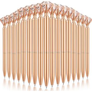EVNEED 50 Pcs Bulk Diamond Pens with Crystal Bridal Shower Gifts Metal Bling Ballpoint Pens with Black Ink for Bridal Shower Wedding Party Office School