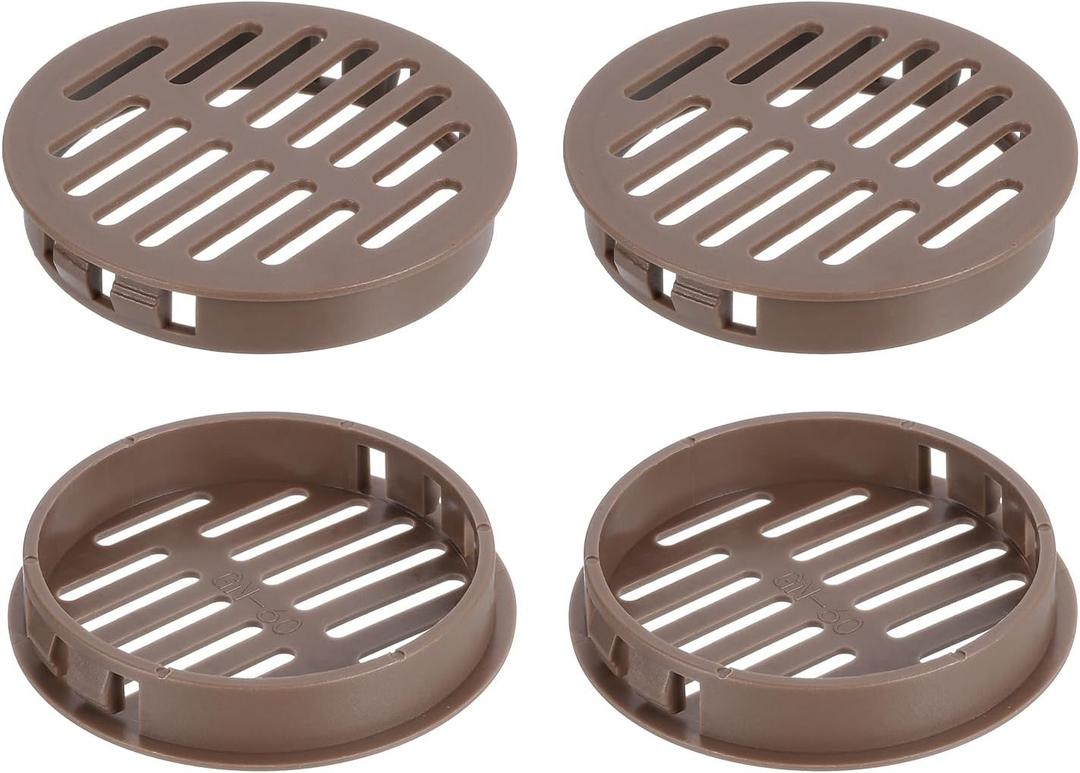 uxcell Round Soffit Vents 2 inch, 16Pcs Brown Plastic 60mm Soffit Vent Cover - Circular Air Vent Grille - Air Flows Easily for Bathroom Home, Office, Kitchen, Cabinet, Wardrobe