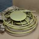 Vrietina Rolling Round Garment Rack, Freestanding Double Space Multi-Purpose Retail Clothing Rack with Wheels and Topper, Heavy Duty Commercial Clothing Organizer for Retail Boutique Bedroom (Gold)