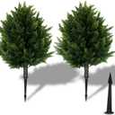 16.5inch Height Artificial Cypress Topiary  Breathe Life & Lushness into Any Space  Lifelike  UV-Resistant Great for Indoors & Outdoor - Easy to Install  Set of 2