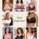 Popilush Bras for Women No Underwire Supportive Push Up Bralettes Wireless Full Coverage Plus Size T-Shirt Bra (Black, L)