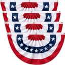 3x6 FT American Bunting Flags Outdoor, 4th of July Pleated Large Fan Flags, USA Patriotic Banner Decorations for 250th Anniversary, Outside Porch, Fence, Yard Garden, Red White and Blue Decor (4)