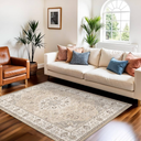 3x5 Living Room Area Rugs: Vintage Washable Non-Slip Rug for Bedroom Dining Room Soft Carpet for Nursery Kitchen Home Office Durable & Easy-Clean Design Perfect for Homes with Cats & Dogs(3x5 Beige)