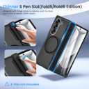 Caka for Samsung Galaxy Z Fold 6 Case [Thinner S Pen Holder Slot] [Magnetic Charging] [Hinge Protection] [Built-in Screen Protector] Translucent Hard Shockproof Magnet Phone Cover for Zfold 6 - Black