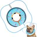 Sponge Dog Cone Collar, Dog Recovery Collar Alternative with Detachable High Clear Shield, Adjustable Soft Neck Cone for Small Medium Large Dogs, Stop Licking After Surgery (Donut Blue,M)