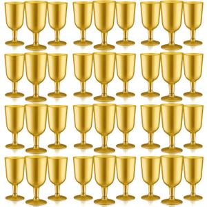 Jingmore 96 Pcs Disposable Plastic Wine Glasses 7 oz Plastic Goblets Party Wine Cups Hard Drinking Glasses with Stem Stackable Goblets Champagne Flutes for Wedding Toasting Birthday Party Supplies
