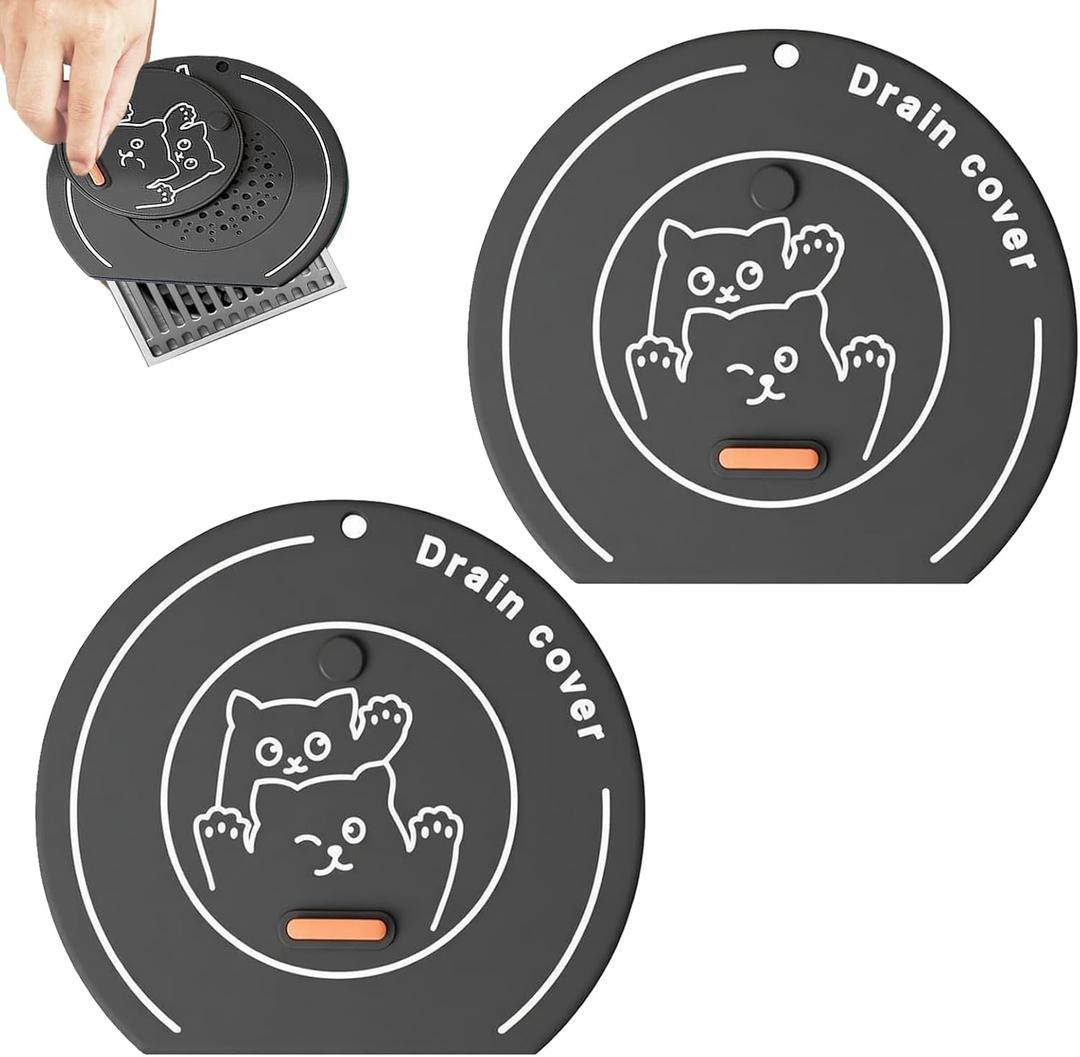 5 x 2-in-1 Shower Drain Hair Catcher & Bathtub Drain Cover, Odor-Proof Silicone Hair Stopper for Bathroom, Tub, Sink, Kitchen, Laundry - Prevents Clogs and Unpleasant Smells (2, Grey)