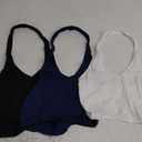 Bencailor 3 Pieces Women Halter Top Backless Scroop Neck Deep V Neck Crop Workout Tops for Women Size Small