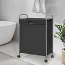 Rolling Laundry Hamper with Lid, 85L Slim Laundry Sorter with Wheels, Laundry Basket with Lid, Dirty Cloth Laundry Cart Organizer Storage for Small Place Bathroom, Bedroom, Black