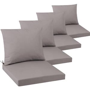 Outdoor Seat Cushion Set 22 x 22 In, Water-Resistant & Fade-Resistan, Patio Furniture Cushions with Removable Cover Deep Seat & Back Cushion with Handle and Adjustable Straps for Chair Sofa,4PC