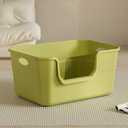 Large Cat Litter Box with High Sides, Low Entry Cat Litter Pan Tray Kitty Litter Box for Indoor Big & Senior Cats, Anti-Splashing Waterproof Cat Toilet, Tool-Free Assembly, Easy to Clean (Green)