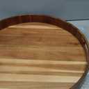 Extra Large 22INCH Premium Acacia Wood Tray Round Ottoman Tray with Handles Wooden Serving Tray Multi-Use for Dinner Breakfast in Bed Coffee Table Snack Entertaining Guests