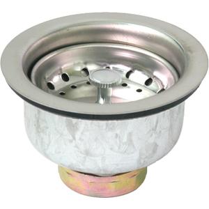 Highcraft 9737 Double Cup Kitchen Sink (3-1/2 Inch) Stainless Steel Drain Assembly with Strainer Basket and Rubber Stopper