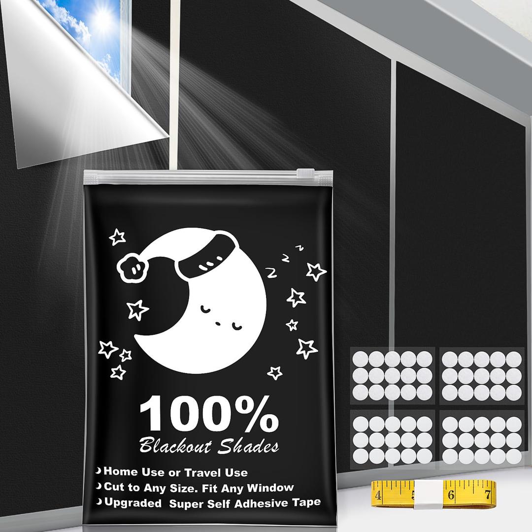Blackout Shades, (157" x 57") Portable Blackout Curtains, 100% Blackout Material Temporary Blackout Blinds for Baby Nursery, Bedroom, Dorm Room, or Travel Use