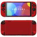 PlayVital Hard Case for Nintendo Switch 2 with Extra Stand & Thumb Grip Caps | Split Design, Dockable Protective Full-Body Shell Cover for Nintendo Switch 2 | Solid Color Series (Scarlet Red)