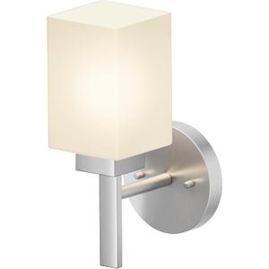 Bathroom Light Fixture Brushed Nickel Vanity Lighting with White Frosted Glass Shade, Wall Lamp for Mirror Kitchen Bedroom Living Room Porch T002BR-L1