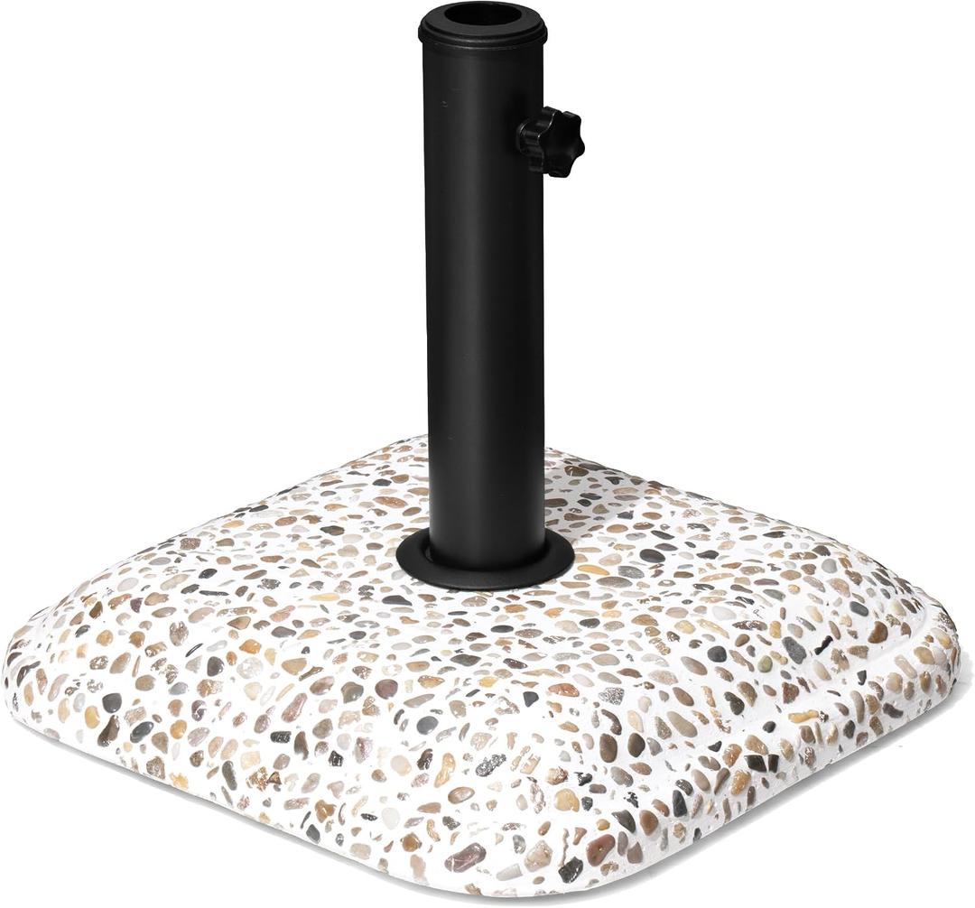 Patio Umbrella Base, 45lbs, Square Cobblestone Concrete Stand, Heavy Duty Market Umbrella Stand for Outdoor, Lawn, Deck, Poolside 15.6"