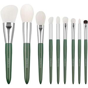 Natural Real Goat Hair Makeup Brushes Set Labeled 7 Piece Face and Eye Brush Set Ultra soft hair Foundation, Concealer, Blush, Contour, Blending, Eyeshadow Kabuki Travel Makeup Brush Set (Green)