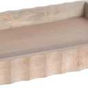 Kate and Laurel Lissi Decorative Rectangle Tray with Wavy Design; 16 x 12; Natural Wood; Modern Scalloped Serving Tray for Coffee Table Ottoman; Dining Table; or Entryway Catch-All Tray