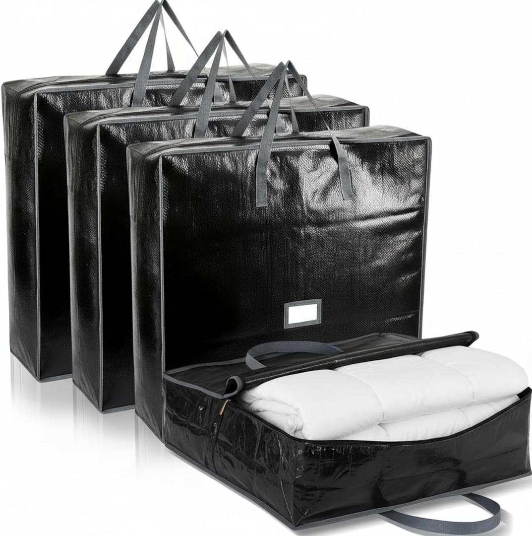 SATINIOR 4 Pack Christmas Wreath Storage Container Card Slot Durable Handles and Double Zipper Storage Container Large Square Gift Bag Organizer for Holiday Xmas Garland Decoration (Pe,24 Inches)