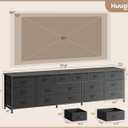 Huuger 77.6" Long Dresser for Bedroom, 16 Drawer Fabric Dresser for Closet, Wide Chest of Drawers with Storage, TV Stand for 65, 75, 85 Inch TV, 77.6" W x 12.9" D x 26.7" H, Black