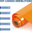 RENLITONG Orange Iron on Vinyl 12Inch by 20ft Roll HTV Heat Transfer Vinyl for T-Shirt HTV Rolls for All Cutter Machine - Easy to Cut & Weed for Heat Transfer Design