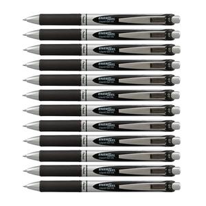 Pentel EnerGel Retractable Liquid Gel Pens, Medium Point, 0.7 mm, Silver Barrel, 12 Black Ink pens, the Ultimate writing pens, the Best Writing Pens for office, school and journaling, Pack of 12